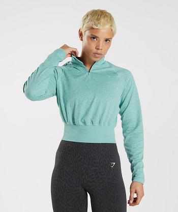 Correr Con Capucha Gymshark 315 Long Sleeve Warmup Mujer Azules Turquesa | CO 2591YXF